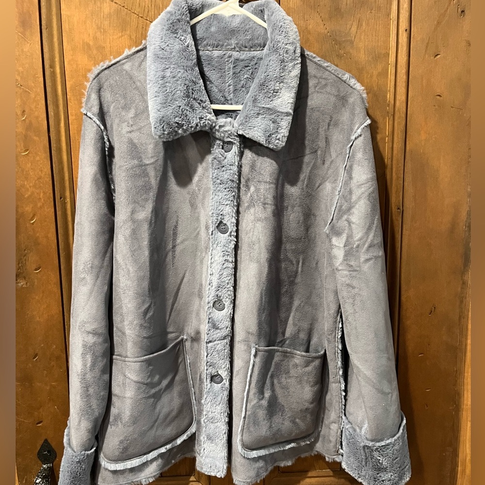 BRANDON THOMAS REVERSIBLE FAUX FUR MIDWEIGHT COAT